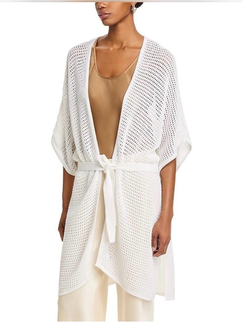 Vince Open Knit White Women's Cardigan Sweater one size